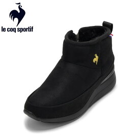 【全品P5倍！6日〜9日まで】ルコックスポルティフ le coq sportif LU5FBT91LZ レディース靴 靴 シューズ 3E相当 ブーツ ショート 防寒 軽量 滑りにくい 防滑 発熱 蓄熱 LCS ムート 消臭 伸縮性 人気 ブランド ブラック×ゴールド