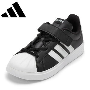 アディダス adidas JQ8593 キッズ靴 子供靴 靴 シューズ 2E相当 スニーカー キッズ 運動靴 通学 通園 体育 STREETTALK EL C 面ファスナー 耐久性 ローカットスニーカー 人気 ブランド ブラック×ホワイ