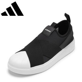 【全品P10倍！6日〜9日まで】アディダス adidas KK0372L レディース靴 靴 シューズ 2E スニーカー スリッポン クッション性 伸縮性 ストレッチ ゴム 低反発 STREETTALK SLIPON 柔らかい フィット ローカットスニーカー 人気 ブランド ブラック×ホワイト