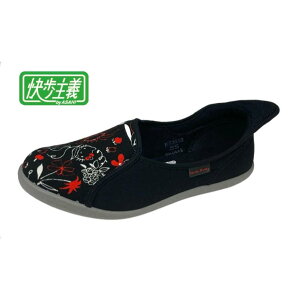 快歩主義 カイホシュギ ハローキティ レディース ルームシューズ 二重インソール 幅広3E・4E両方に対応 屋内用 L170RS ブラック柄 アサヒシューズ 日本製