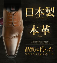 20種類から選べる本革日本製ビジネスシューズ2足セット