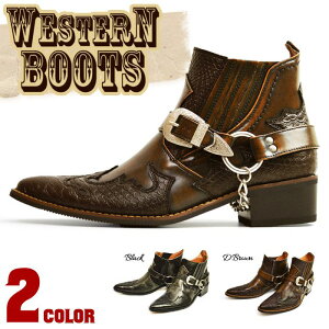 ブーツ メンズ ウェスタンブーツ リングブーツ サイドゴア エンジニア パイソン柄 ヘビ柄 ショートブーツ ヴィンテージ ジッパー ポインテッドトゥ 脚長 Zeeno ジーノ 靴 メンズシューズ/2025