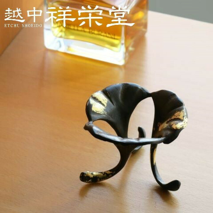楽天市場】大野芳光作 高岡 唐銅蓋置三枚銀杏金散らし 木箱入り 茶道具 