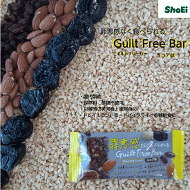 罪悪感なく食べられるGuilt Free Bar【送料無料】国産　ナッツドライフルーツ　携帯食　　　非常食　補給食　トレイルラン　ウォーキング　ギルトフリー　砂糖不使用　保存料不使用　植物性　ヴィーガン　グルテンフリー　 プラントベース お中元夏ギフト