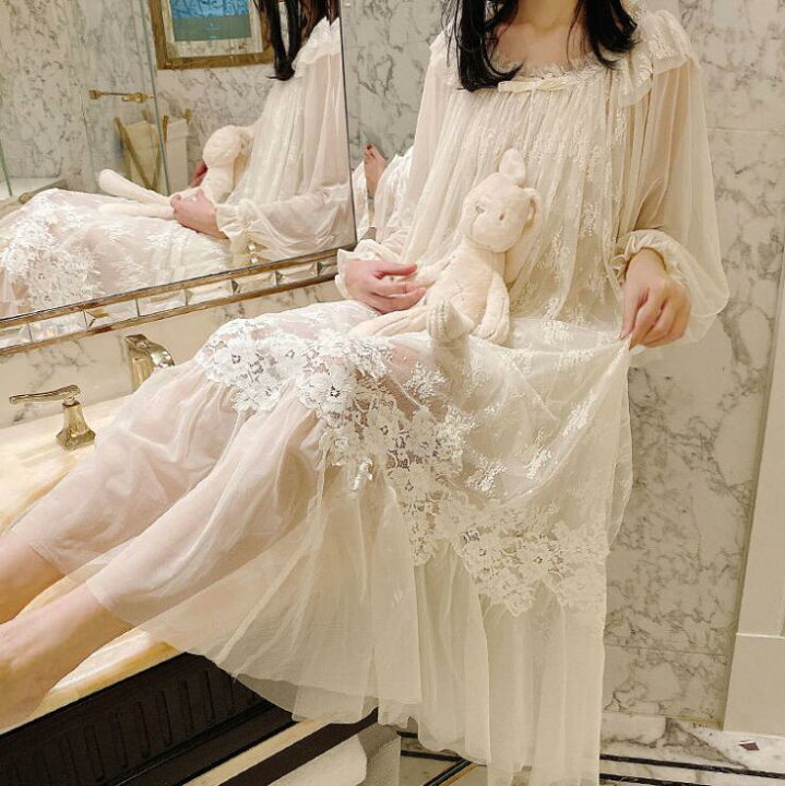 楽天市場】【送料無料】ネグリジェ お嬢様 姫系 レース 長袖 高級感 