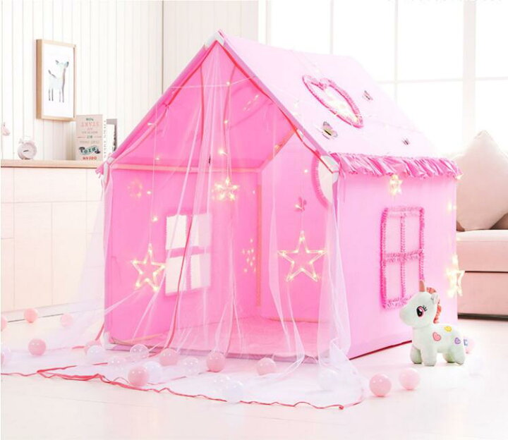 楽天市場 送料無料 プリンセス城型 姫系 女の子 可愛い 子供テント キッズテント 木製 丈夫 長く使える 大きいスペース ままごと 通気性 知育玩具 創造力 プレイハウス 子供部屋 子どもテント テント 睡眠テント ハウス プレイテント テントハウス おもちゃ 誕生日