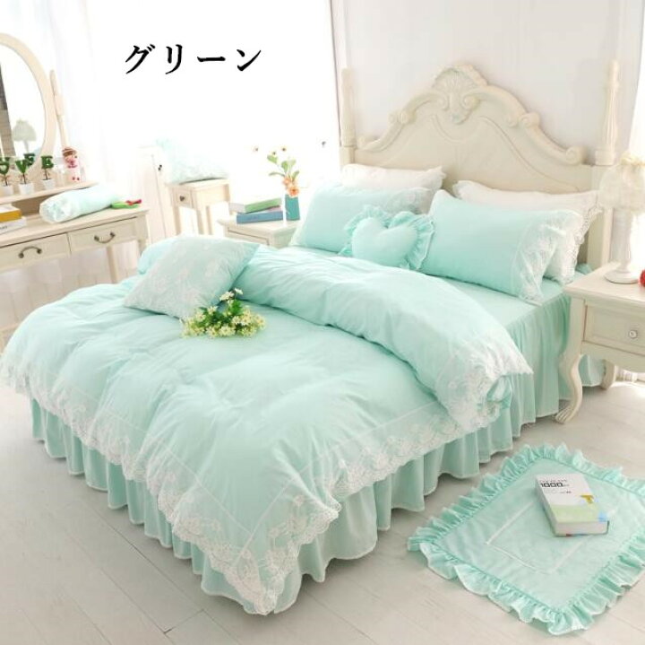 楽天市場】【送料無料】寝具カバーセット 4点セット ベッドスカート 