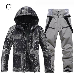 【送料無料】スノーボードウェア メンズ レディース スキーウェア 男女兼用 ペア カッコイイ 上下セット 防水防風 防寒 暖かい 2点セット ジャケット パンツ サスペンダー ボードウェア ス
