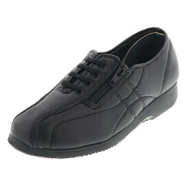 レディース コンフォート シューズ 婦人靴 くつろぎエルダー 323 KE323 軽い 柔らかい 履きやすい 幅広4E ジップアップ 黒 ブラック 22.0cm～25.0cm