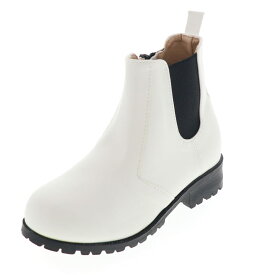 キッズ サイドゴア ブーツ 履きやすい サイドファスナー カジュアル フォーマル 子供 女の子 オリジナル TS-4342SG 白 ホワイト 17.0cm～22.0cm