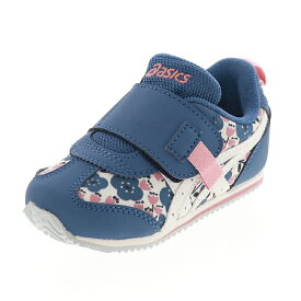 asics アシックス キッズ ベビー スニーカー IDAHO BABY アイダホ ベビー KT-ES G 1144A373-400 ネイビーブルー×オフホワイト 女の子 花柄 ベルトタイプ