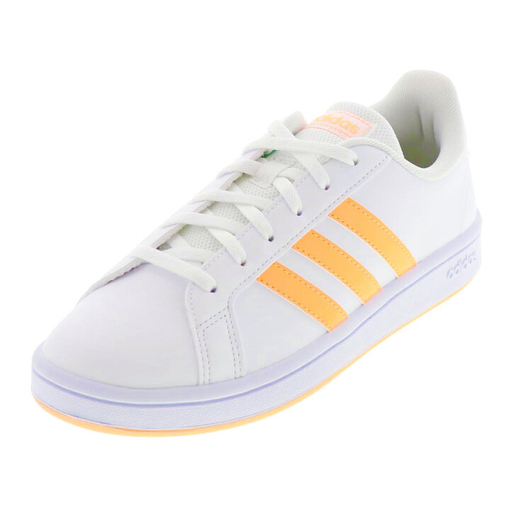 楽天市場 アディダス Adidas レディース スニーカー ローカット カジュアル シューズ グランド コート ベース W Fy19 通学靴 白 ホワイト オレンジ 22 5cm 25 0cm 靴のシューマート