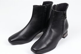FIZZ REEN レディース ショートブーツ 2634 ブラック 黒色 フィズリーン 女性用 日本製 幅広 3E 本革 内側ファスナー付き ローヒール シューズ 靴 22-25cm