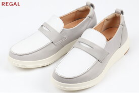 リーガルウォーカー レディース スリップオン HC60AL ライトグレー/ホワイト REGAL 女性用 本革 ローファー 靴 シューズ HC60 22-25cm