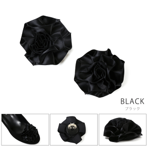 日本製コサージュシューズアクセサリーサテンリボンフラワーワンタッチ2個一組akirikok470