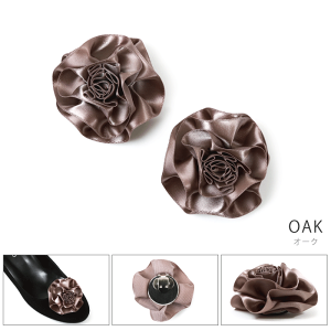 日本製コサージュシューズアクセサリーサテンリボンフラワーワンタッチ2個一組akirikok470