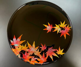 蒔絵 MAKIE 紅葉 もみじ フラットプレート S M L 漆器 漆ガラス ガラス食器 ガラス プレート 食器 食洗機対応 おしゃれ 皿 お皿 丸皿 漆塗り うるし 伝統工芸 金箔 塗り 黒江 YOSHIHIKO FUJII 贈り物 ギフト プレゼント