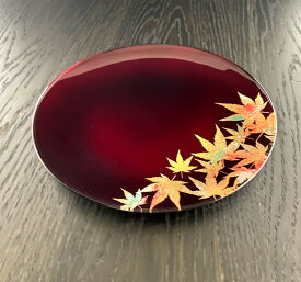 蒔絵 MAKIE 赤溜 紅葉 もみじ フラットプレート S M L 漆器 漆ガラス ガラス食器 ガラス プレート 食器 食洗機対応 おしゃれ 皿 お皿 丸皿 漆塗り うるし 伝統工芸 黒江 YOSHIHIKO FUJII 贈り物 ギフト プレゼント