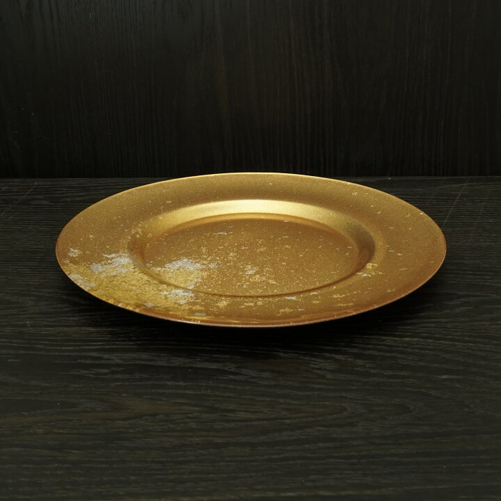 楽天市場 ディナープレート33 蒔塗ゴールド 金箔 漆器 漆ガラス ガラス食器 ガラスプレート ガラス プレート 食器 食洗機対応 おしゃれ 皿 お皿 丸皿 漆塗り うるし 伝統工芸 金箔 塗り 黒江 YOSHIHIKO FUJII 贈り物 ギフト プレゼント MAJIKA