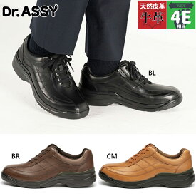 4E 幅広 ワイド ドクターアッシー メンズ 靴 シューズ カジュアル コンフォート ビジネス 軽量 撥水 内側ファスナー 本革 ブラック 黒 ブラウン 茶色 送料無料 Dr.ASSY DR8014