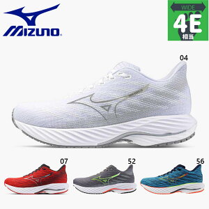 4E相当 幅広 ワイド ミズノ メンズ ウエーブライダー28 SW スニーカー 靴 シューズ ランニング ジョギング トレーニング 運動 スポーツ 紐靴 ホワイト 白 グレー ブルー レッド 青 赤 灰色 送料