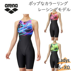 メール便 アリーナ レディース レーシングワンピーススパッツ(オープンバック・ハーフレッグ) 水泳 競技 ウェア 水着 ブラック 黒 送料無料 arena AS5SRC69L