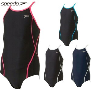 スピード ジュニア キッズ ガールズ ロデースーツ 水泳 ウェア 競技 水着 ワンピース UVカット ワンピース 学校 プール 運動 スポーツ ホワイト 白 ネイビー ブルー 青 ピンク speedo SFG02015