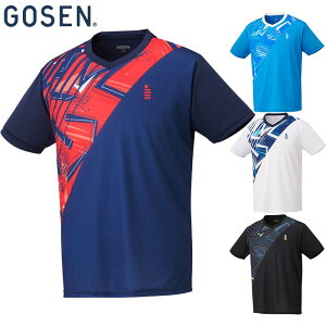 ゴーセン メンズ レディース ユニ ゲームシャツ テニス ウェア 競技 トップス 半袖 吸汗速乾 ソフトテニス バドミントン 運動 スポーツ ホワイト 白 ブラック 黒 ネイビー ブルー 青 送料無料