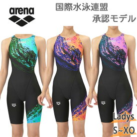 WA承認 アリーナ レディース レーシングワンピーススパッツ(オープンバック・ハーフレッグ) 水泳 競技 競泳 ブラック 黒 送料無料 arena AS5FRC68L