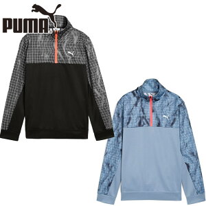 プーマ メンズ レディース TAD ESS AOP ポリ ハーフ ZIP B アパレル ウインドブレーカーシャツ スポーツ 運動 ハーフジップ 長袖 ブラック 黒 ブルー 青 送料無料 PUMA 528271
