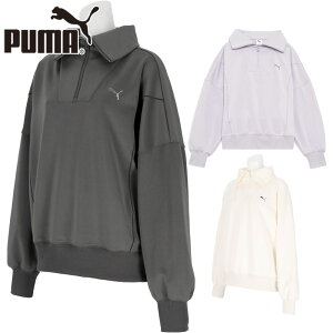 プーマ レディース TRN EDGE ニット ハーフジップ アパレル トレーニング トップス 長袖 吸水速乾 通気 運動 スポーツ ホワイト 白 グレー 灰色 送料無料 PUMA 528077