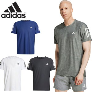 アディダス メンズ OTR B TEE アパレル 陸上 ウェア 競技 ランニング ラン ウェア Tシャツ 半袖シャツ ランニングTシャツ リブ仕上げ クルーネック ホワイト 白 ブラック 黒 グレー ネイビー 灰