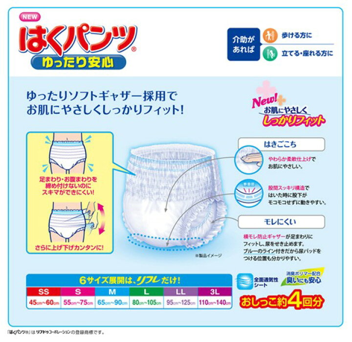 楽天市場 まとめ買いがお得デス Ssサイズ リフレ はくパンツジュニア 4回吸収 枚入 単品の販売ページ おねしょ 夜尿症 小学生用おむつ 紙おむつ おとな用 小さいサイズ 子供用 紙オムツ パンツタイプ おねしょ 夜尿症 介護用品 介護食品 爽ケア
