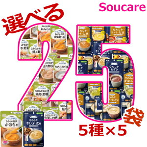 かまなくてよい 選べる25袋セット 5種類×5袋 合計25袋 キューピー やさしい献立 アサヒグループ食品 まんぷく日和 介護食 やわらか食 区分4 かまくてよい 食事 食事サポート防災 常温 手軽 栄
