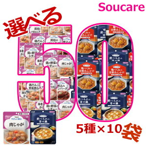 介護食 容易にかめる 選べる50袋セット 5種類×10袋 合計50袋 キューピー やさしい献立アサヒグループ食品 まんぷく日和 介護食 やわらか食 区分1 容易にかめる 食事 食事サポート防災 常温 手