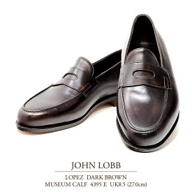 1点限り！【 送料無料｜新品 JL041 】ジョンロブ JOHN LOBB ロペス ダークブラウン ミュージアムカーフ Eウィズ 4395ラスト UK8.5(27.0cm) LOPEZ DARK BROWN MUSEUM CALF 4395E 本革 革靴 レザーシューズ ローファー