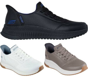 Skechers Slip-ins BOBS SQUAD 4-DIRECT ST 118424 �{�u�X �X�N���b�h 4 �_�C���N�g �X�e�b�v BBK �u���b�N TAUPE �g�[�v WHITE �z���C�g �����Y mens