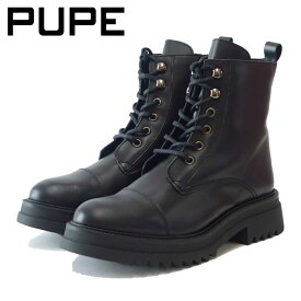 PUPE プーぺ 231435 ブラック レースアップブーツ ショートブーツ 厚底 軽量「靴」