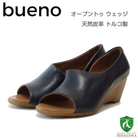 BUENO SHOES ブエノ J2410 ブラック オープントゥサイドカットサンダル トルコ製 軽量 ウェッジ パンプス「靴」