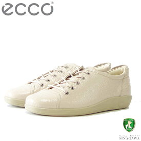 エコー ECCO SOFT 2.0 アイボリー 206503 01378 （レディース） 快適な履き心地のレザースニーカー レースアップシューズ エナメル 型押し 「靴」