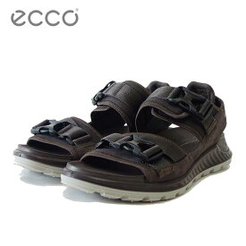 エコー ECCO EXOWRAP M 2S BUCKLE ダークブラウン 81181450670（メンズ）天然皮革 ストレッチ 3点ストラップ スポーツサンダル「靴」