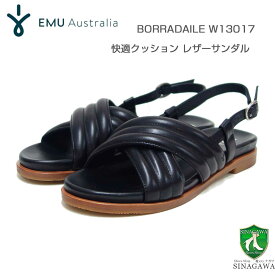 エミュー EMU W 13017 Borradaile レザーフラットサンダル （レディース）カラー：ブラック レザーサンダル フラットシューズ リゾート 「靴」