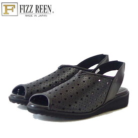 【スーパーSALE 30%OFF】 フィズリーン FIZZ REEN 90002 ブラック（レディースサンダル） 天然皮革 ゆったりEEEEのバックストラップ（日本製） コンフォート カジュアル 4E 「靴」