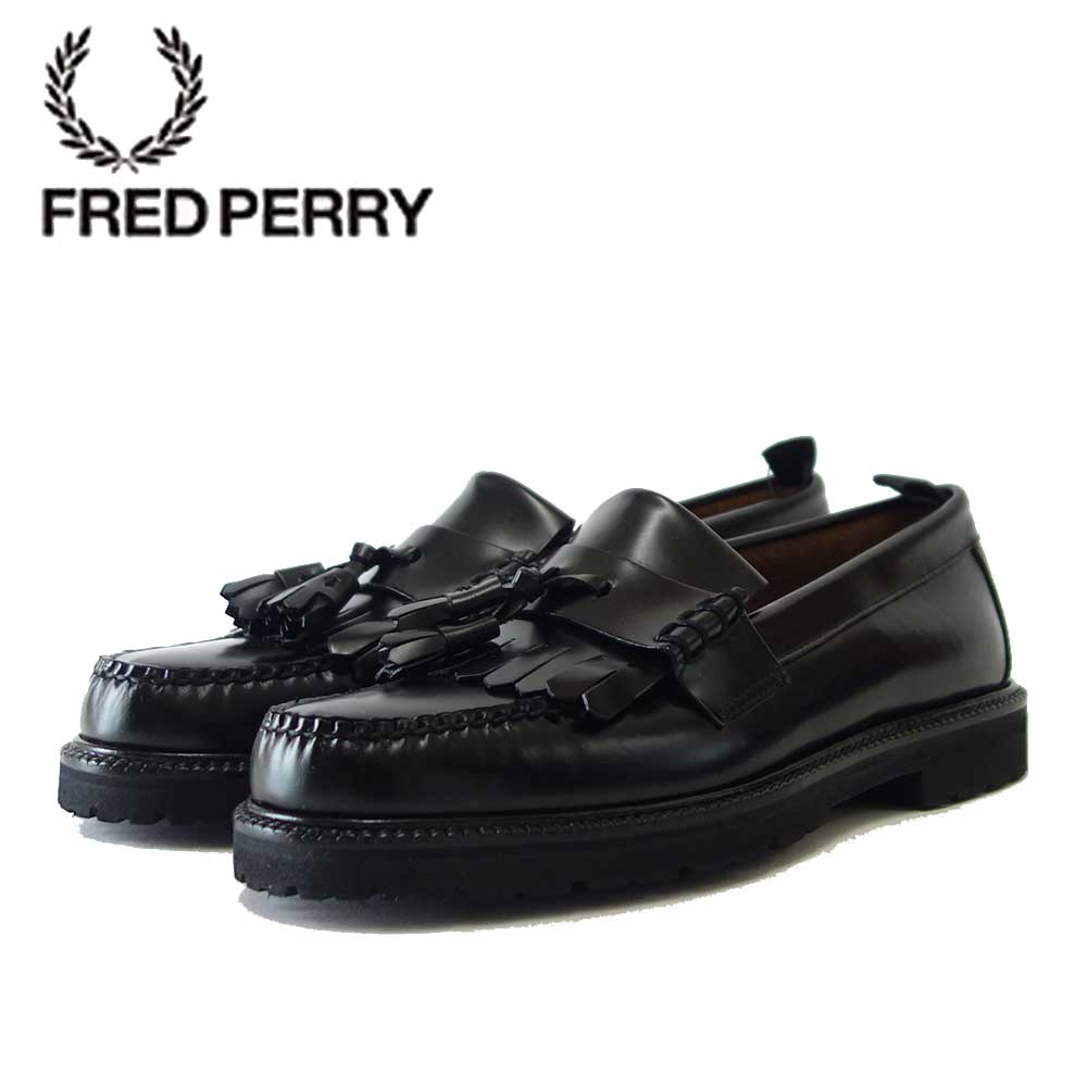 フレッドペリー FRED PERRY SB 8071 102 G.H.Bass Tassel Loafer  カラー：BLACK 天然皮革のローファー「靴」