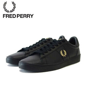 【スーパーSALE 20%OFF】 FRED PERRY フレッドペリー B 8250 102（ユニセックス）SPENCER LEATHER （スペンサー レザー） カラー：BLACK/METALLIC GOLD 天然皮革のローカットスニーカー 「靴」