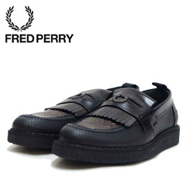 フレッドペリー FRED PERRY B9282 102（ユニセックス）Fred Perry George Cox TEXTURED LEATHER PENNY LOAFER カラー：ブラック スリッポン クレープソール「靴」