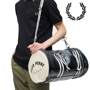 �t���b�h�y���[ �o�b�O FRED PERRY CLASSIC BARREL BAG L7255 D57�iBLACK / ECRU�j �o�����o�b�O �h�����o�b�O �{�X�g���o�b�O