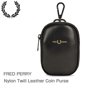 FRED PERRY フレッドペリー Nylon Twill Leather Coin Purse L7263774（BLACK / GOLD） 天然皮革 レザー 財布 小銭入れ