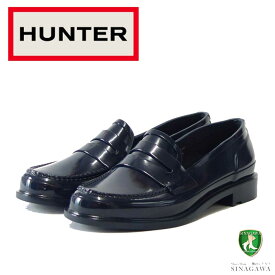 ハンター HUNTER WFF1006RGL（レディース） レディース オリジナル ペニーローファー （カラー：ネイビー ） 防水 スリッポン ラバーソール 全天候型 レインシューズ ハンドクラフト 正規品「靴」