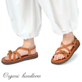 オーガニックハンドルーム Organic Handloom GAYA 001200 ブラウン フラットサンダル 日本製 天然皮革「靴」